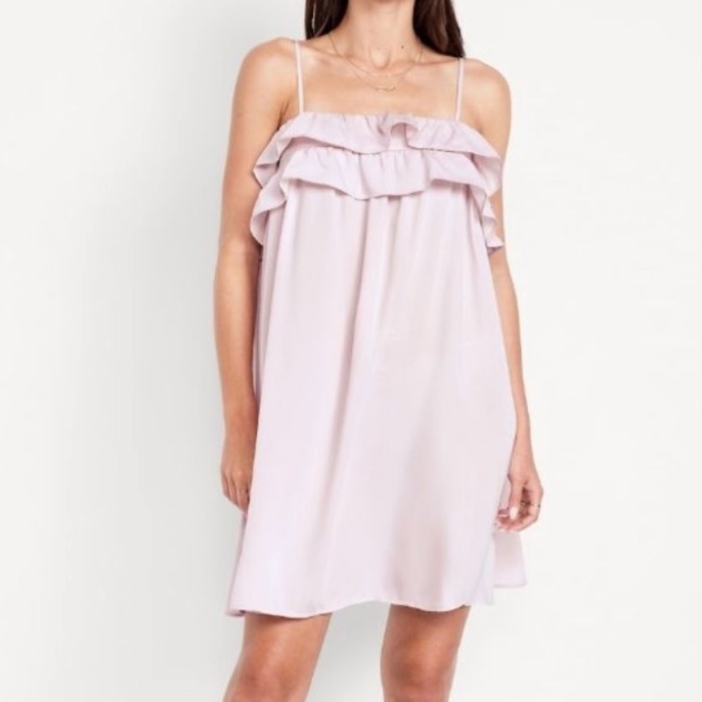 NWT! Old Navy Lilac Ruffle-Trim Satin Mini Dress